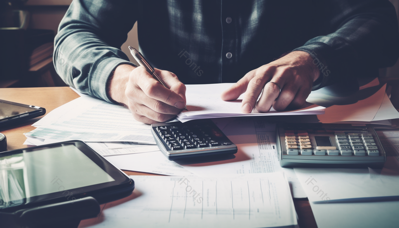 男人用计算器家庭办公室计算器纸张,高清,摄影图,摄影图片,图片大全,摄影图免费下载